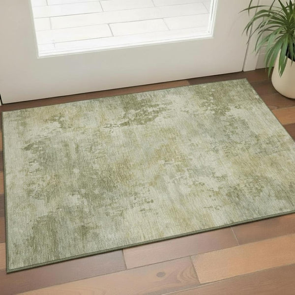 HomeRoots 5' X 8' Stylish Sage and Beige Abstract Area Rug - Washable, UV Protection, Perfect for Busy Homes! 717148