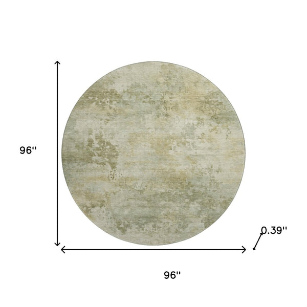 HomeRoots 8' X 10' Sage and Beige Abstract Washable Area Rug - Stylish, Durable, UV Protected for Everyday Living 717150