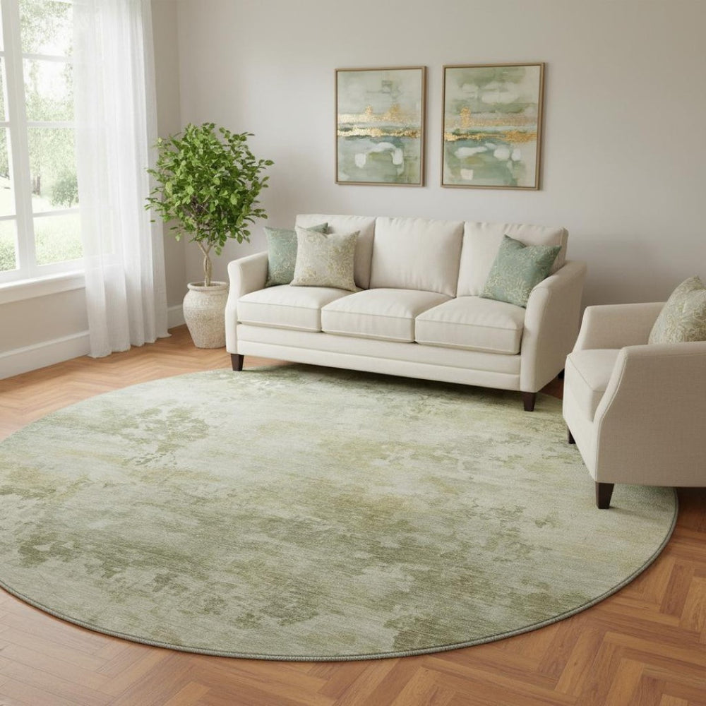 HomeRoots 8' X 10' Sage and Beige Abstract Washable Area Rug - Stylish, Durable, UV Protected for Everyday Living 717150