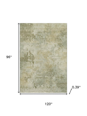 HomeRoots 9' X 12' Sage and Beige Abstract Area Rug - Washable, UV-Protected, Stain-Resistant, Stylish Comfort 717151