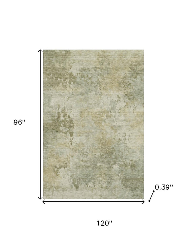 HomeRoots 9' X 12' Sage and Beige Abstract Area Rug - Washable, UV-Protected, Stain-Resistant, Stylish Comfort 717151