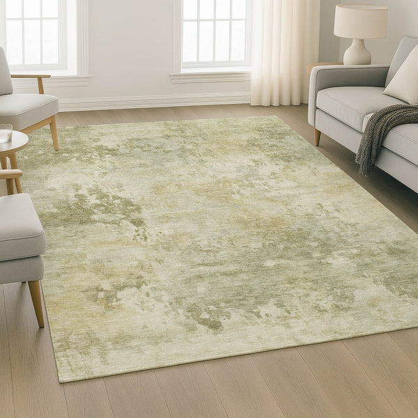 HomeRoots 10' X 14' Sage and Beige Abstract Area Rug - Washable, UV Protected, Perfect for Busy Homes! 717152