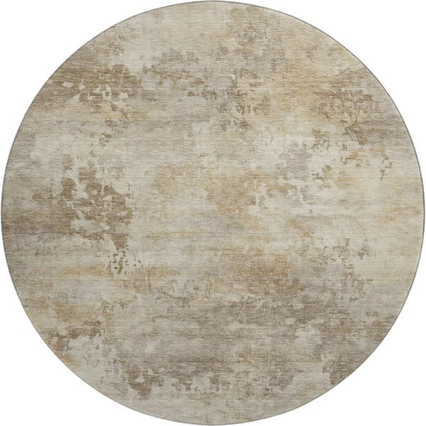 HomeRoots 8' Tan & Beige Abstract Washable Area Rug with UV Protection - Durable, Stain-Resistant, Stylish Design 717156