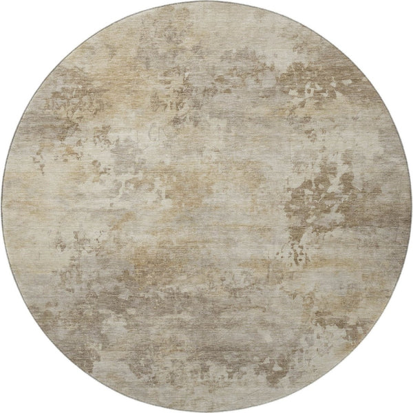 HomeRoots 8' Tan & Beige Abstract Washable Area Rug with UV Protection - Durable, Stain-Resistant, Stylish Design 717156