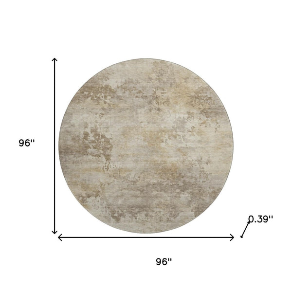 HomeRoots 8' Tan & Beige Abstract Washable Area Rug with UV Protection - Durable, Stain-Resistant, Stylish Design 717156