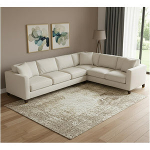 HomeRoots 9' X 12' Tan And Beige Abstract Area Rug - Washable, Durable, Stain-Resistant, UV Protected Design 717157