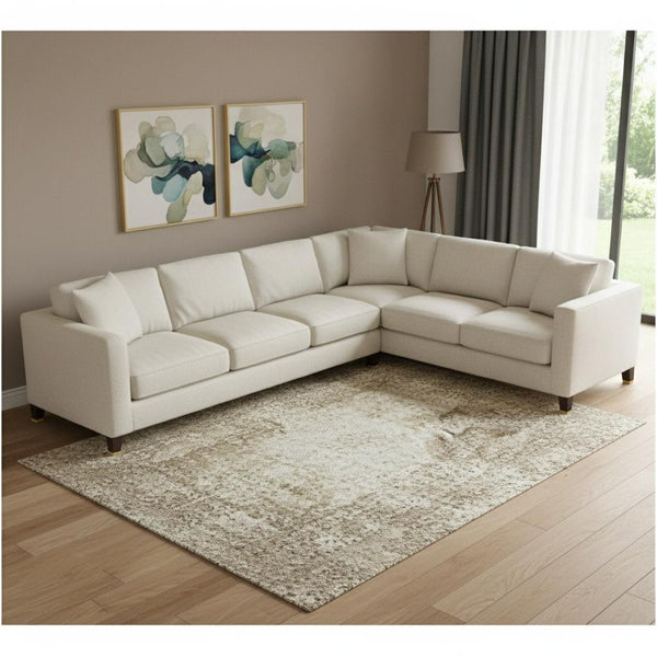 HomeRoots 9' X 12' Tan And Beige Abstract Area Rug - Washable, Durable, Stain-Resistant, UV Protected Design 717157