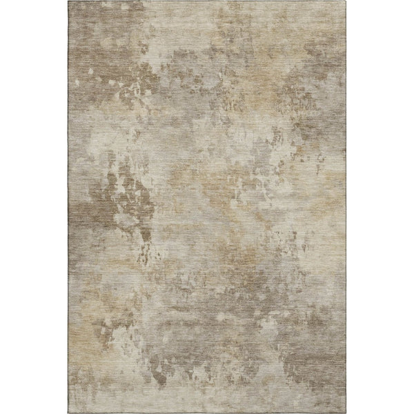 HomeRoots 10' Tan & Beige Abstract Washable Area Rug - Durable, UV Protected, Ideal for Kids & Pets! 717158