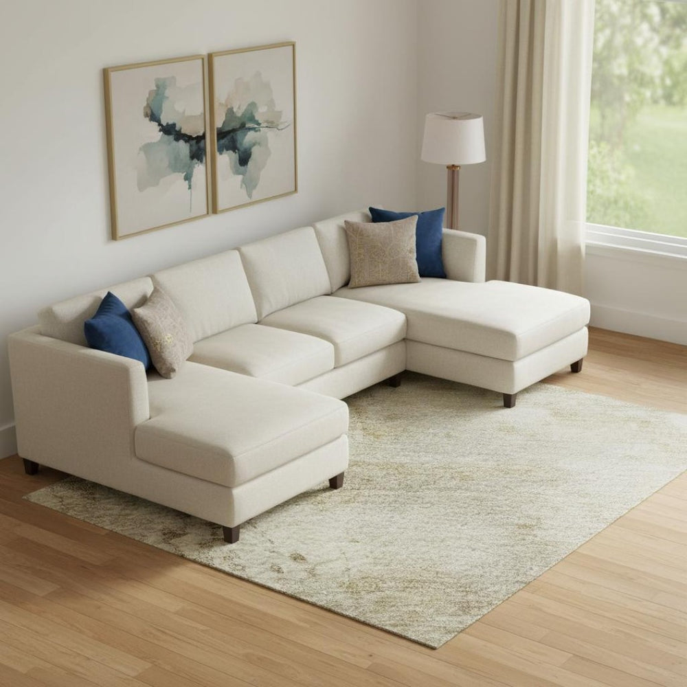 HomeRoots 10' Tan & Beige Abstract Washable Area Rug - Durable, UV Protected, Ideal for Kids & Pets! 717158