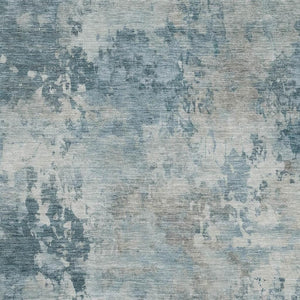HomeRoots 8' Teal and Taupe Abstract Washable Round Rug – Durable, UV-Protected, Easy-Clean for Modern Spaces 717161