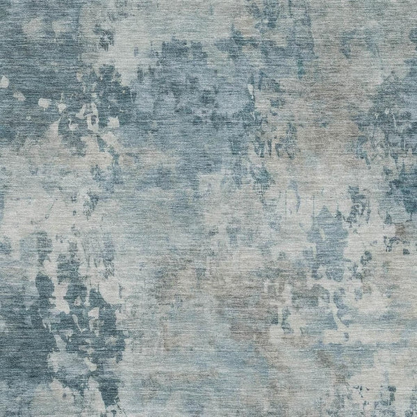 HomeRoots 8' Teal and Taupe Abstract Washable Round Rug – Durable, UV-Protected, Easy-Clean for Modern Spaces 717161