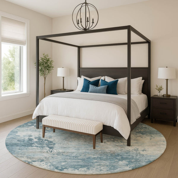 HomeRoots 8' X 10' Teal And Taupe Abstract Area Rug - UV-Resistant, Stain-Repellent, Machine Washable Design 717162