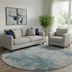 HomeRoots 8' X 10' Teal And Taupe Abstract Area Rug - UV-Resistant, Stain-Repellent, Machine Washable Design 717162