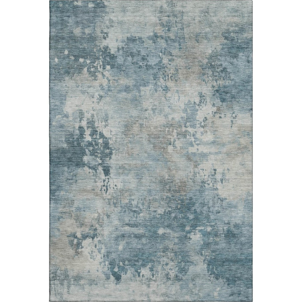 HomeRoots 9' X 12' Teal and Taupe Abstract Area Rug - Washable, UV-Protected, Perfect for Busy Homes! 717163