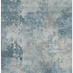 HomeRoots 9' X 12' Teal and Taupe Abstract Area Rug - Washable, UV-Protected, Perfect for Busy Homes! 717163