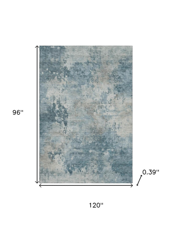 HomeRoots 9' X 12' Teal and Taupe Abstract Area Rug - Washable, UV-Protected, Perfect for Busy Homes! 717163