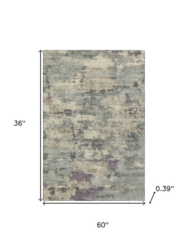HomeRoots 5' X 8' Stylish Sage and Gray Abstract Area Rug - Washable, UV Protected, Perfect for High Traffic Areas! 717166