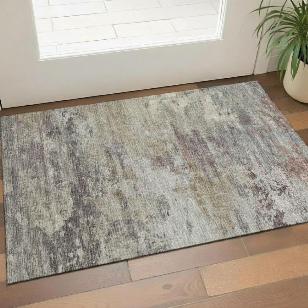 HomeRoots 5' X 8' Stylish Sage and Gray Abstract Area Rug - Washable, UV Protected, Perfect for High Traffic Areas! 717166