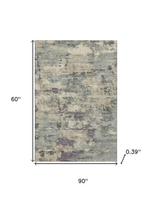 HomeRoots 8' Sage and Gray Abstract Round Rug - Washable, UV Protected, Durable, Perfect for Busy Homes 717167