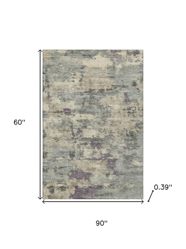 HomeRoots 8' Sage and Gray Abstract Round Rug - Washable, UV Protected, Durable, Perfect for Busy Homes 717167
