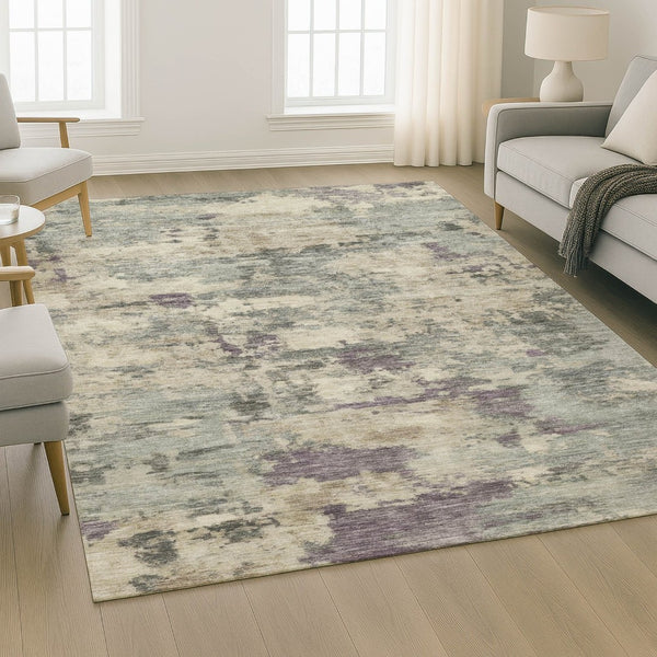 HomeRoots 8' Sage and Gray Abstract Round Rug - Washable, UV Protected, Durable, Perfect for Busy Homes 717167