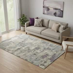 HomeRoots 8' Sage and Gray Abstract Round Rug - Washable, UV Protected, Durable, Perfect for Busy Homes 717167