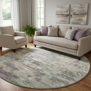 HomeRoots 8' X 10' Elegant Sage & Gray Abstract Washable Area Rug with UV Protection for Busy Homes & Style 717168