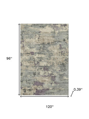 HomeRoots 9' X 12' Sage and Gray Abstract Washable Area Rug – Durable, Non-Slip, UV-Resistant for Any Room 717169