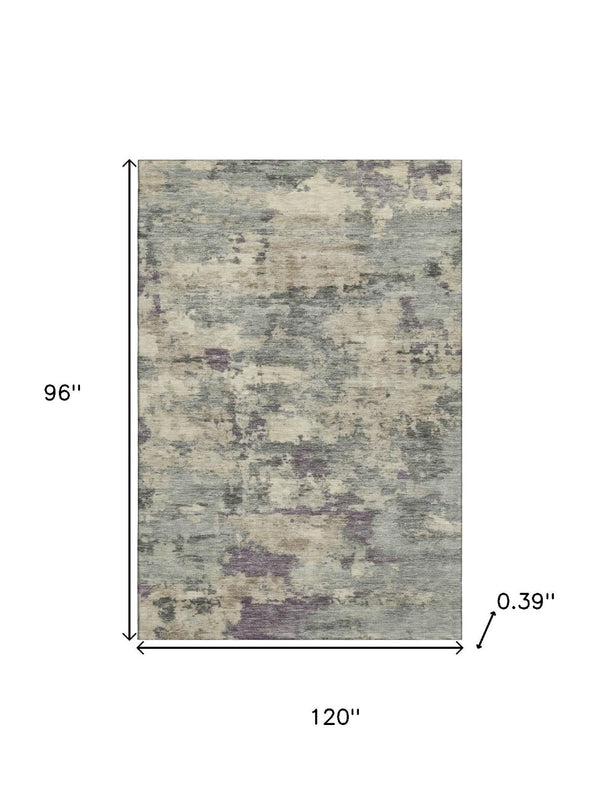 HomeRoots 9' X 12' Sage and Gray Abstract Washable Area Rug – Durable, Non-Slip, UV-Resistant for Any Room 717169