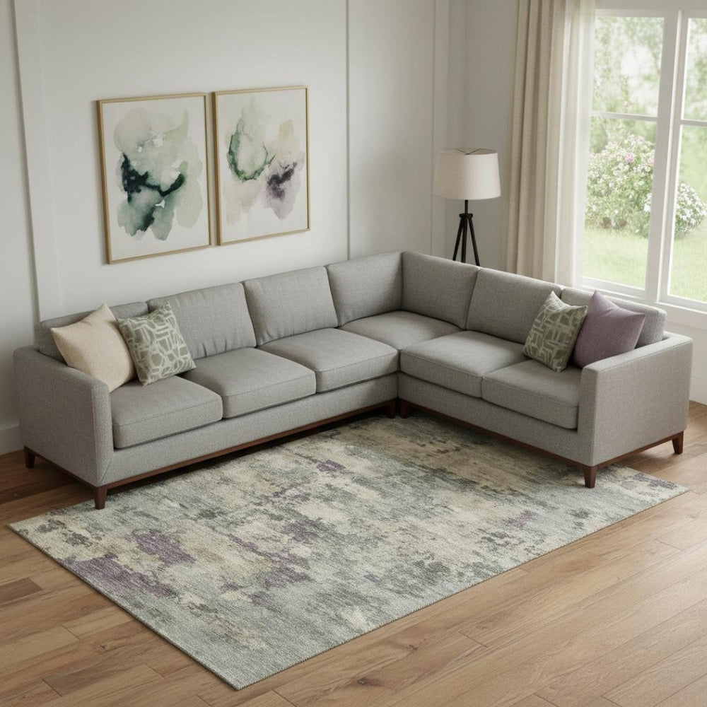 HomeRoots 9' X 12' Sage and Gray Abstract Washable Area Rug – Durable, Non-Slip, UV-Resistant for Any Room 717169