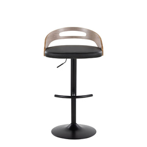 English Elm Adjustable Swivel Barstools with Faux Leather Seat and Black Metal Base Set of 2 B202S02162