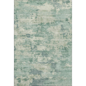 HomeRoots 8' Teal And Linen Abstract Washable Round Rug – Durable, UV-Protected, Perfect for Any Space! 717173