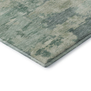 HomeRoots 8' Teal And Linen Abstract Washable Round Rug – Durable, UV-Protected, Perfect for Any Space! 717173