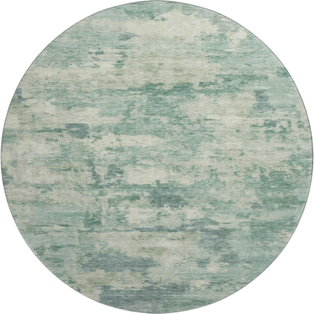 HomeRoots 8' X 10' Teal & Linen Abstract Area Rug - Washable, UV Protected, Pet-Friendly & Stylish Decor 717174