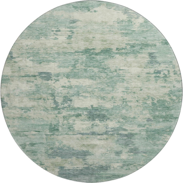 HomeRoots 8' X 10' Teal & Linen Abstract Area Rug - Washable, UV Protected, Pet-Friendly & Stylish Decor 717174