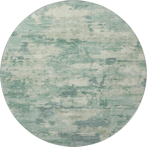 HomeRoots 8' X 10' Teal & Linen Abstract Area Rug - Washable, UV Protected, Pet-Friendly & Stylish Decor 717174