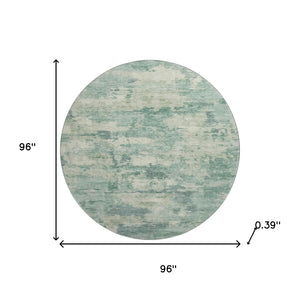 HomeRoots 8' X 10' Teal & Linen Abstract Area Rug - Washable, UV Protected, Pet-Friendly & Stylish Decor 717174