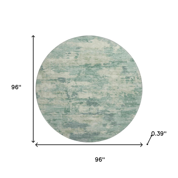 HomeRoots 8' X 10' Teal & Linen Abstract Area Rug - Washable, UV Protected, Pet-Friendly & Stylish Decor 717174