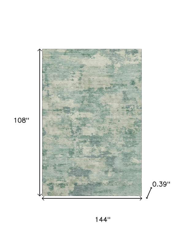 HomeRoots 10' X 14' Teal And Linen Abstract Washable Area Rug with UV Protection for Stylish Living Spaces 717176