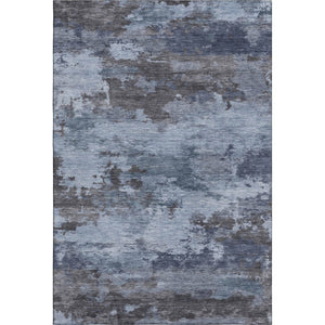 HomeRoots 8' Blue And Charcoal Abstract Washable Round Rug - Stylish, Stain-Resistant, UV-Protected Design! 717179