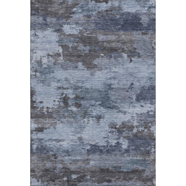 HomeRoots 8' Blue And Charcoal Abstract Washable Round Rug - Stylish, Stain-Resistant, UV-Protected Design! 717179