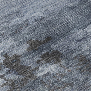 HomeRoots 8' Blue And Charcoal Abstract Washable Round Rug - Stylish, Stain-Resistant, UV-Protected Design! 717179