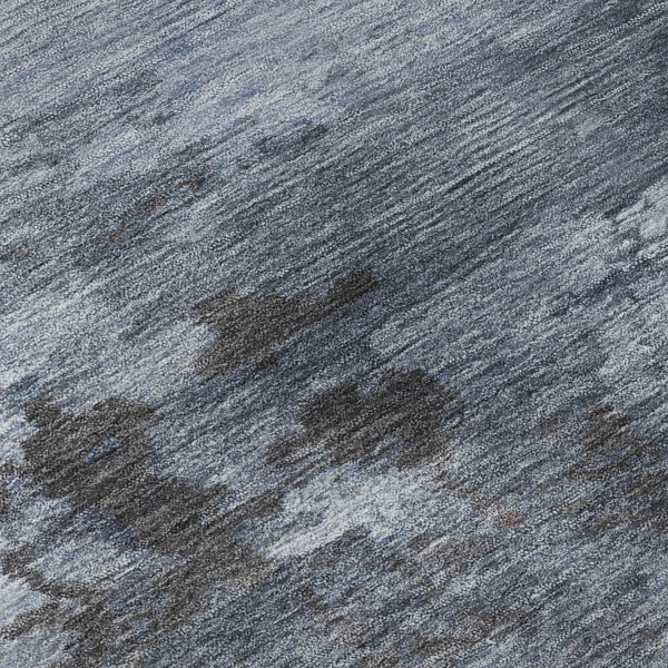HomeRoots 8' Blue And Charcoal Abstract Washable Round Rug - Stylish, Stain-Resistant, UV-Protected Design! 717179