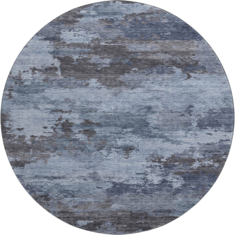 HomeRoots 8' X 10' Contemporary Blue and Charcoal Abstract Washable Area Rug with UV Protection & Durability 717180
