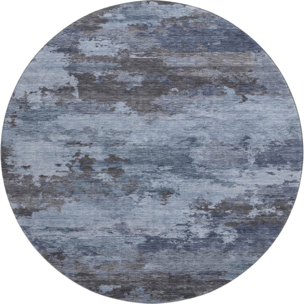 HomeRoots 8' X 10' Contemporary Blue and Charcoal Abstract Washable Area Rug with UV Protection & Durability 717180