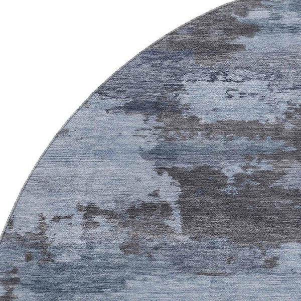 HomeRoots 8' X 10' Contemporary Blue and Charcoal Abstract Washable Area Rug with UV Protection & Durability 717180