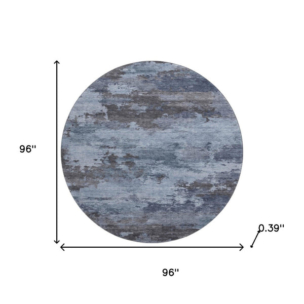 HomeRoots 8' X 10' Contemporary Blue and Charcoal Abstract Washable Area Rug with UV Protection & Durability 717180