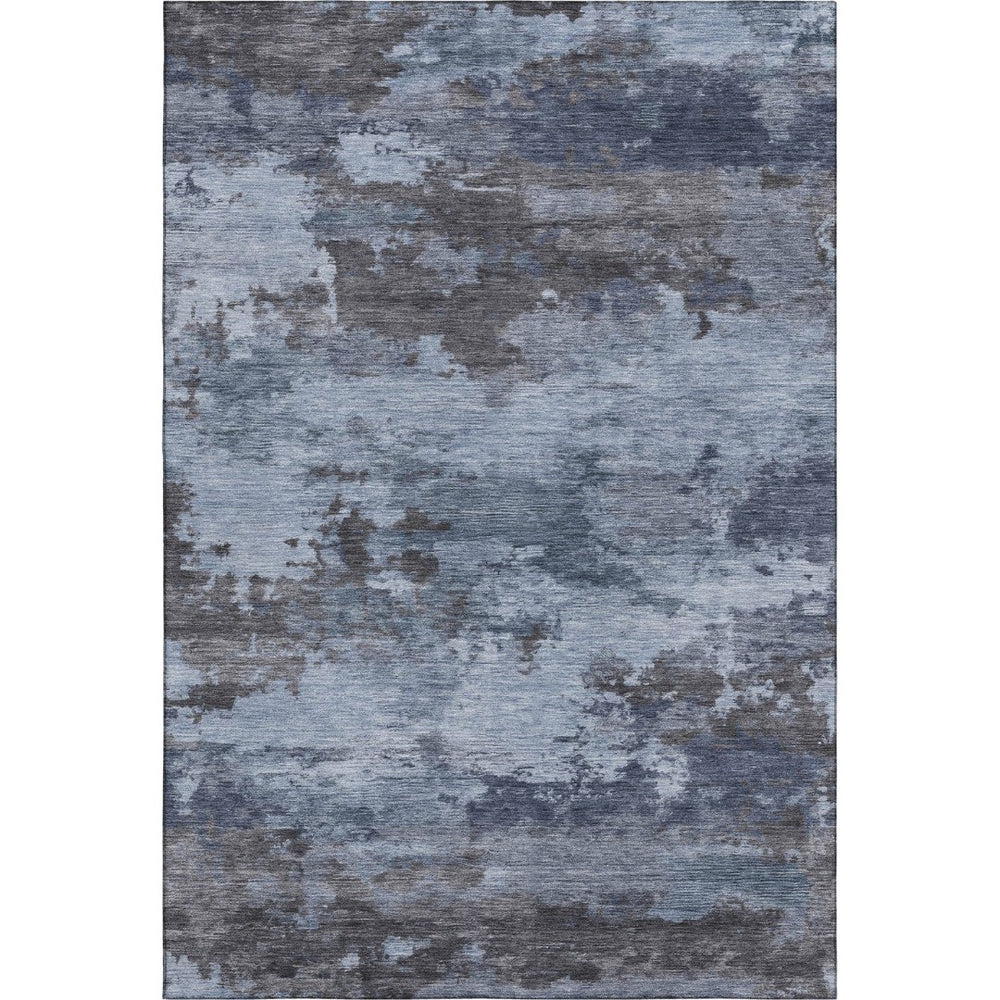 HomeRoots 9' X 12' Blue & Charcoal Abstract Washable Area Rug with Non-Slip Backing & UV Protection 717181