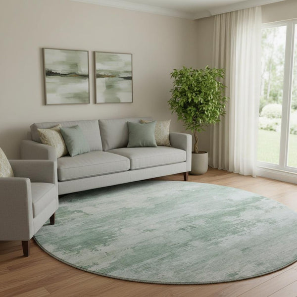 HomeRoots 8' X 10' Mint Green & Aqua Abstract Washable Area Rug - UV Protected, Stain Resistant, Modern Design 717186