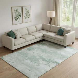 HomeRoots 9' X 12' Mint Green & Pale Aqua Abstract Washable Area Rug – Kid & Pet Friendly with UV Protection! 717187